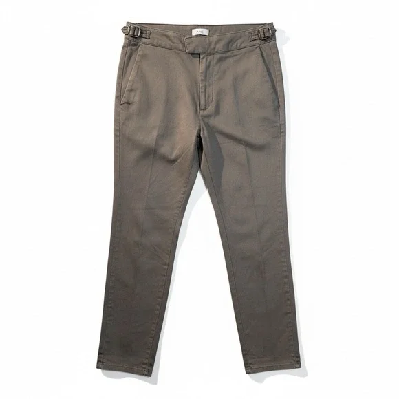 Arne Mens Slim Fit Side Adjuster Trousers Taupe Grey Stretch Cotton Pants 34R - Picture 2 of 10